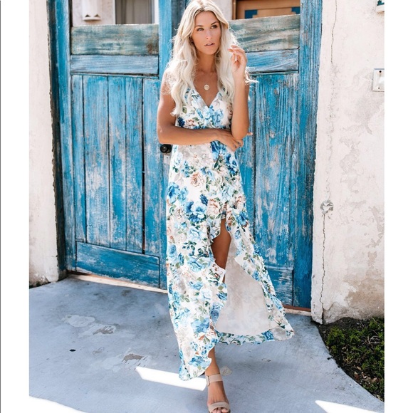 VICI Tranquility Floral Ruffle Maxi Dress - Large - Picture 3 of 8